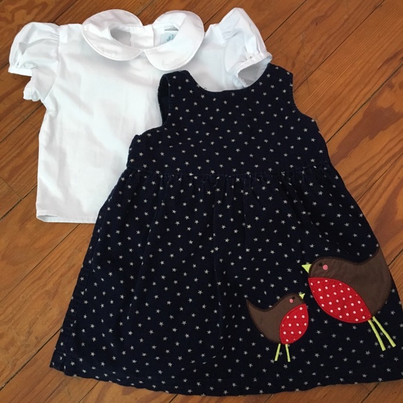 Mini Boden Other - Baby Boden Corduroy Jumper Dress w Shirt